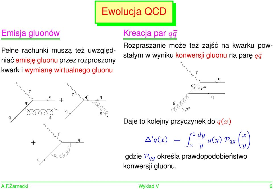 wyniku konwersji gluonu na parę γ γ γ * * g γ g g y p µ * x p µ Daje to kolejny przyczynek do (x)