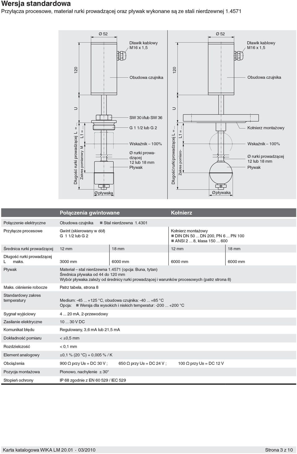 4301 Przyłącze procesowe Gwint (skierowany w dół) G 1 1/2 lub G 2 DIN DN 50... DN 200, PN 6... PN 100 ANSI 2... 8, klasa 150.