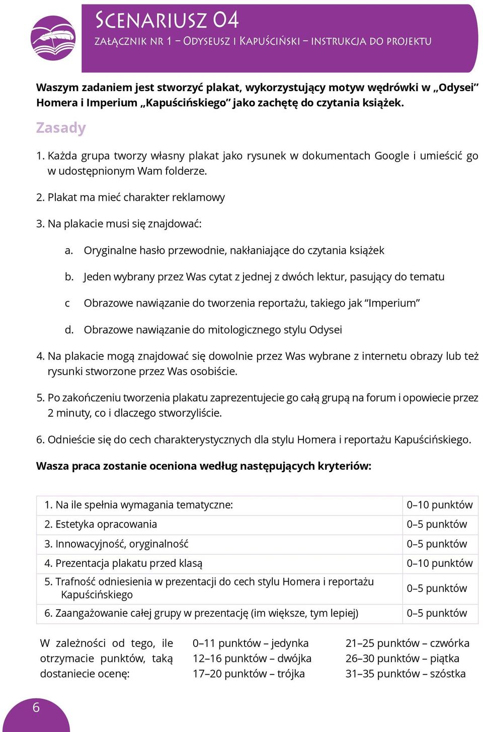 Na plakacie musi się znajdować: a. Oryginalne hasło przewodnie, nakłaniające do czytania książek b.