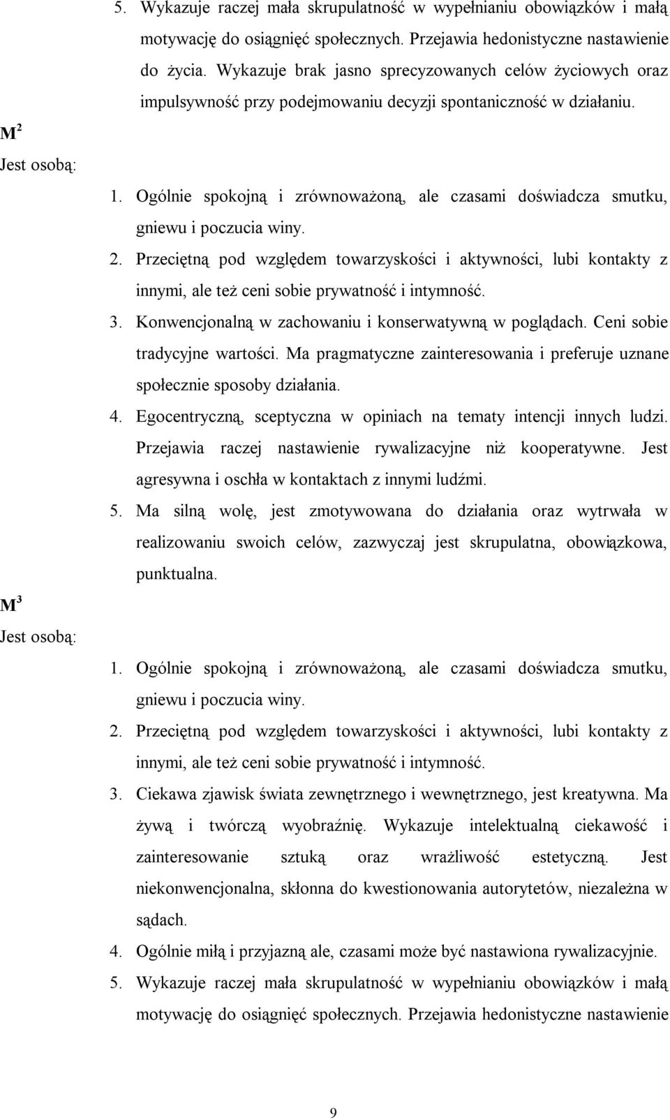 Ogólnie spokojną i zrównoważoną, ale czasami doświadcza smutku, gniewu i poczucia winy. 2.