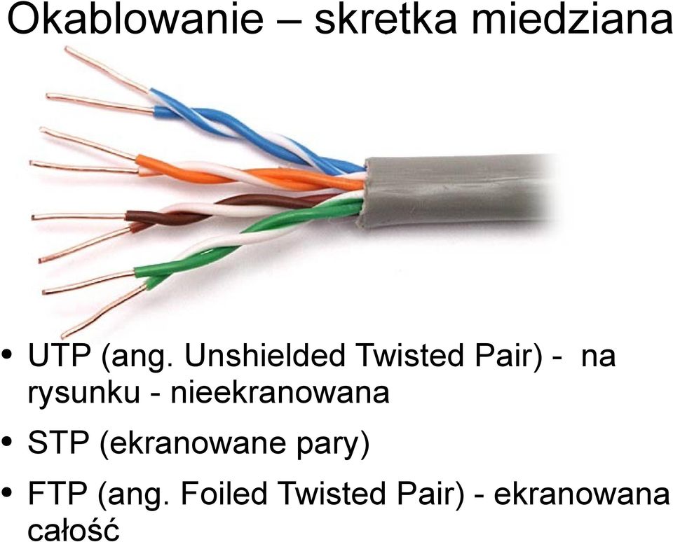 nieekranowana STP (ekranowane pary) FTP