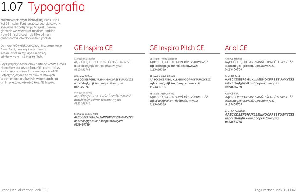 prezentacje PowerPoint, bannery i inne formaty internetowe) należy użyć specjalnej odmiany kroju GE Inspira Pitch.