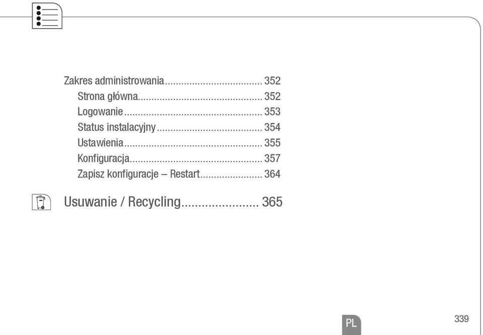 Ustawienia 355 Konfiguracja 357 Zapisz