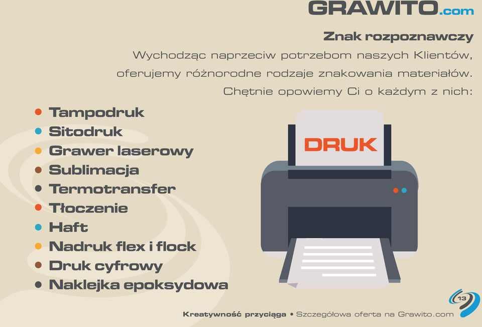 Tampodruk Sitodruk Grawer laserowy Sublimacja Termotransfer Tłoczenie