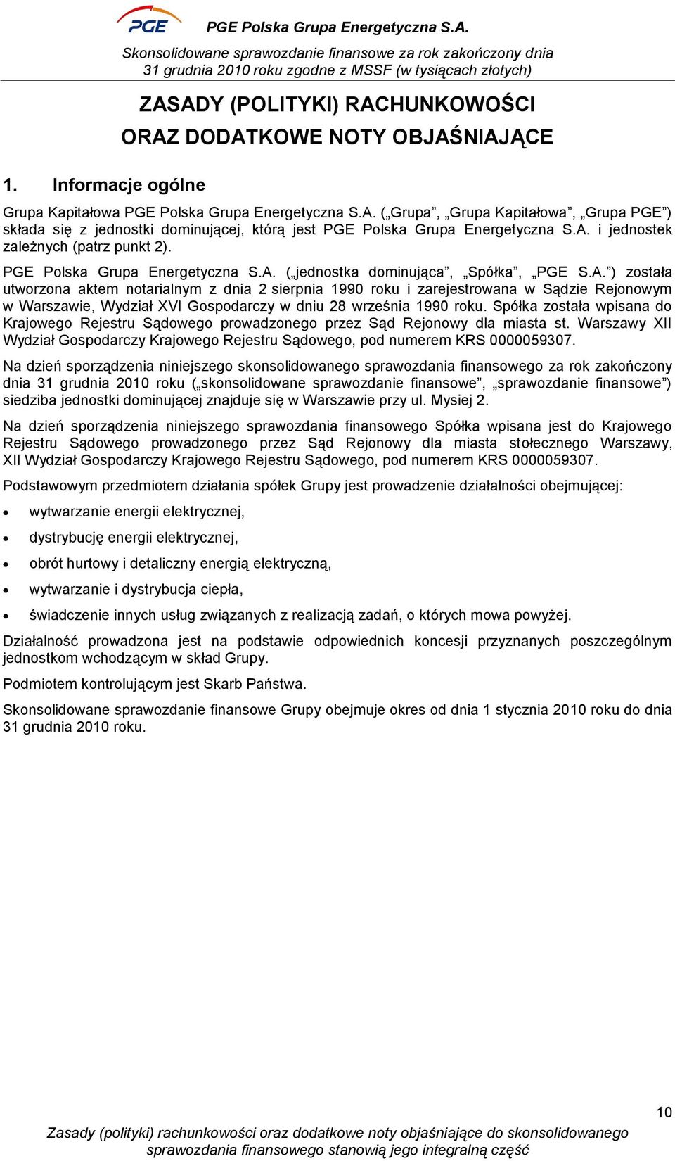 Spółka została wpisana do Krajowego Rejestru Sądowego prowadzonego przez Sąd Rejonowy dla miasta st. Warszawy XII Wydział Gospodarczy Krajowego Rejestru Sądowego, pod numerem KRS 0000059307.