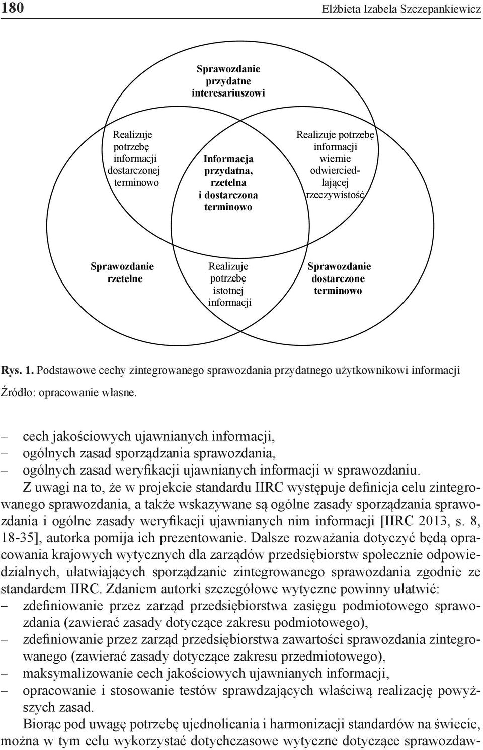 Podstawowe cechy zintegrowanego sprawozdania przydatnego użytkownikowi informacji Źródło: opracowanie własne.