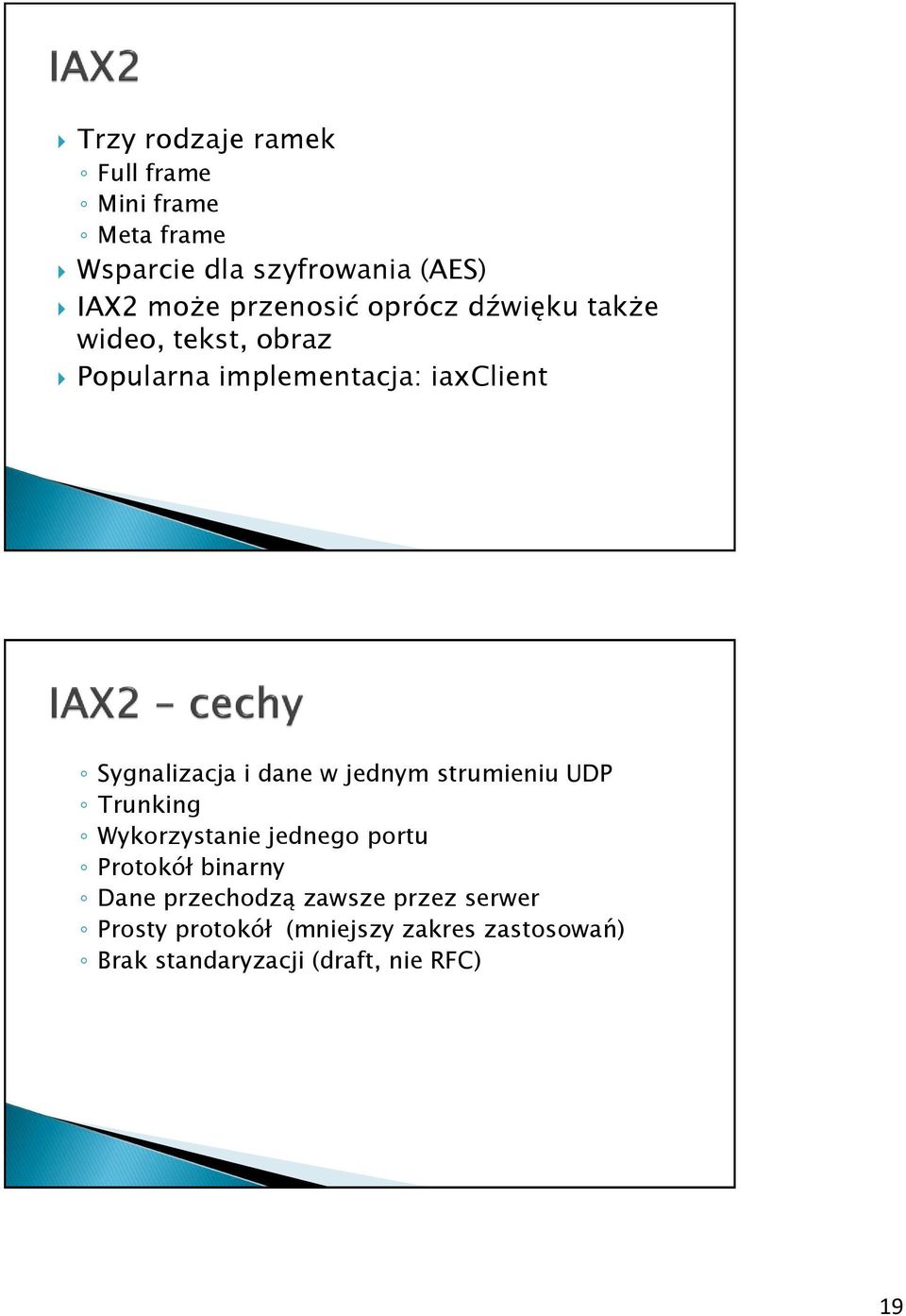 i dane w jednym strumieniu UDP Trunking Wykorzystanie jednego portu Protokół binarny Dane