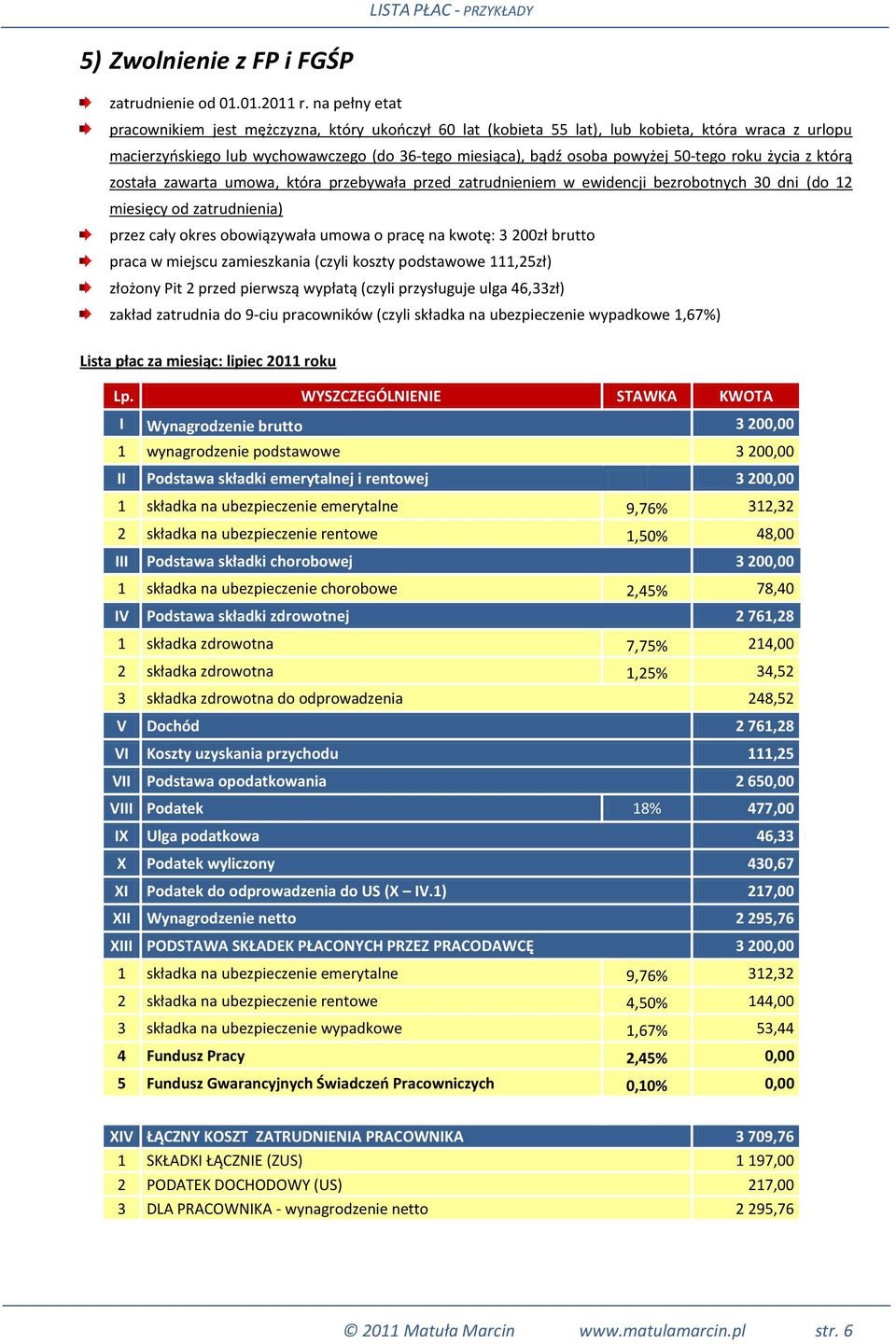 pracę na kwotę: 3 200zł brutto 1 wynagrodzenie podstawowe 3 200,00 II Podstawa składki emerytalnej i rentowej 3 200,00 2 składka na ubezpieczenie rentowe 1,50% 48,00 III Podstawa składki chorobowej 3