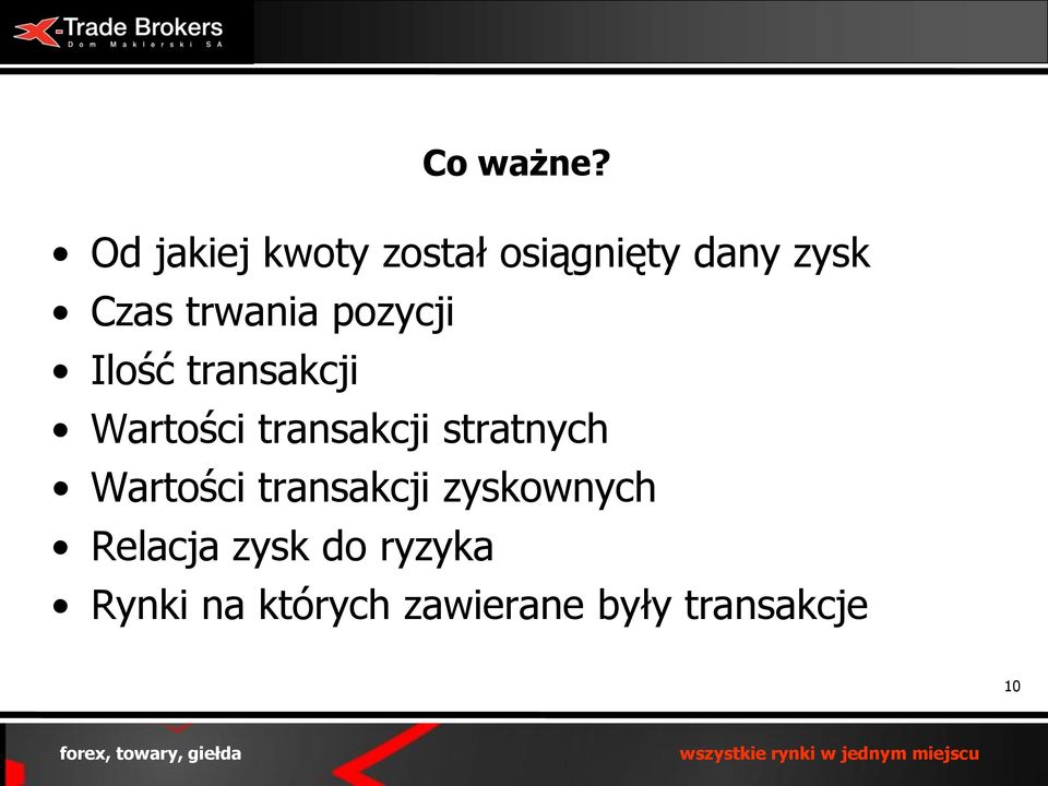 trwania pozycji Ilość transakcji Wartości transakcji