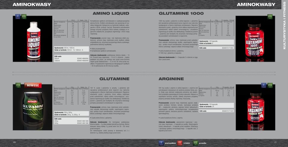 Sztuk w kartonie: 500 ml - 10, 1000 ml - 6 500 ml 8594014860856 1000 ml 8594014860849 AMINO LIQUID Kompleksowe spektrum aminokwasów w szybkoprzyswajalnej płynnej formie.