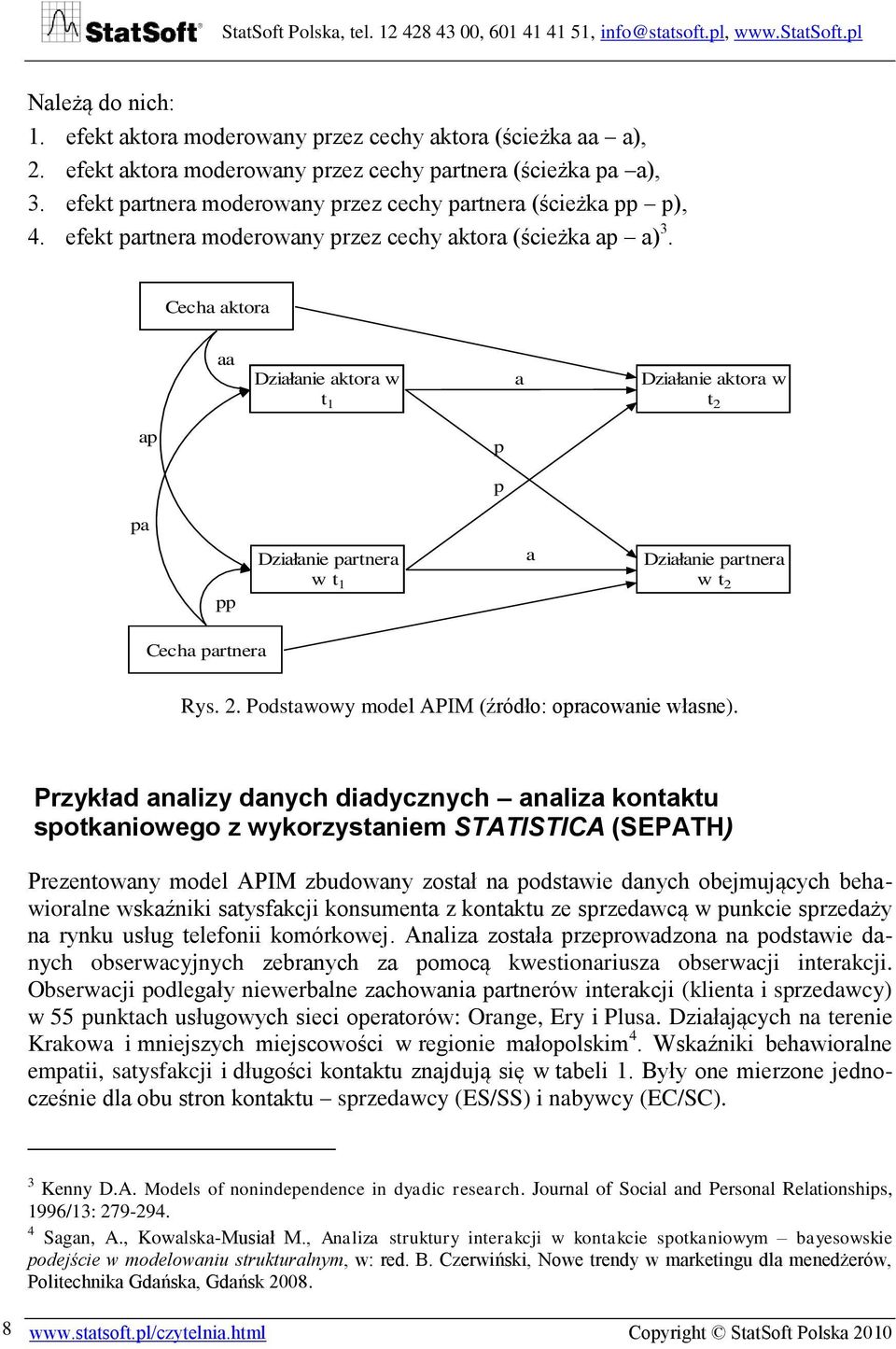 Cecha aktora aa Działanie aktora w t 1 a Działanie aktora w t 2 ap p p pa pp Działanie partnera w t 1 a Działanie partnera w t 2 Cecha partnera Rys. 2. Podstawowy model APIM (źródło: opracowanie własne).