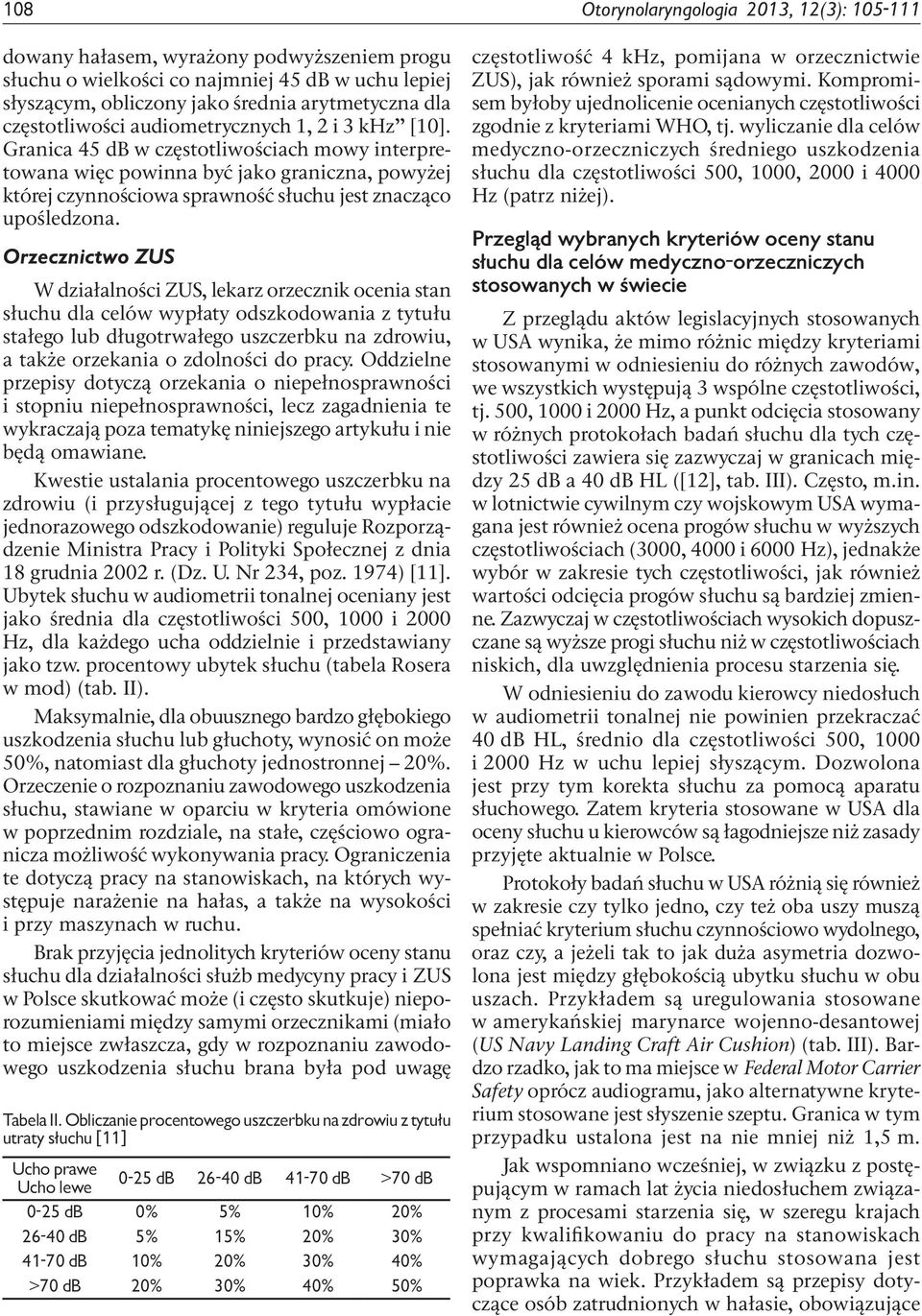 Granica 45 db w częstotliwościach mowy interpretowana więc powinna być jako graniczna, powyżej której czynnościowa sprawność słuchu jest znacząco upośledzona.