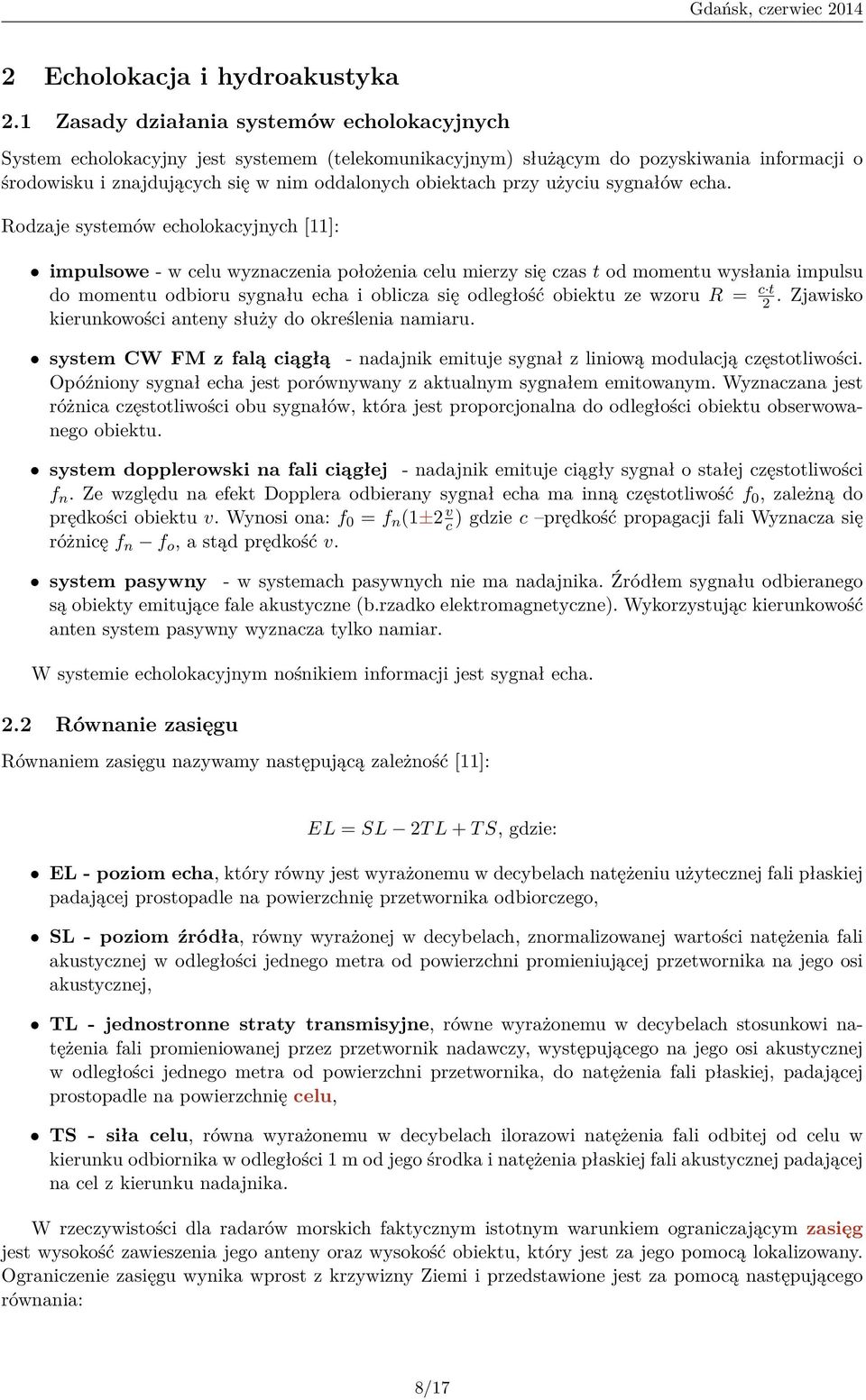 użyciu sygnałów echa.