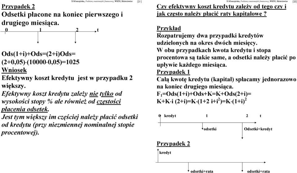 Jest tym większy im częściej ależy płacić odsetki od kredytu (przy iezmieej omialej stopie procetowej). Czy efektywy koszt kredytu zależy od tego czy i jak często ależy płacić raty kapitałowe?