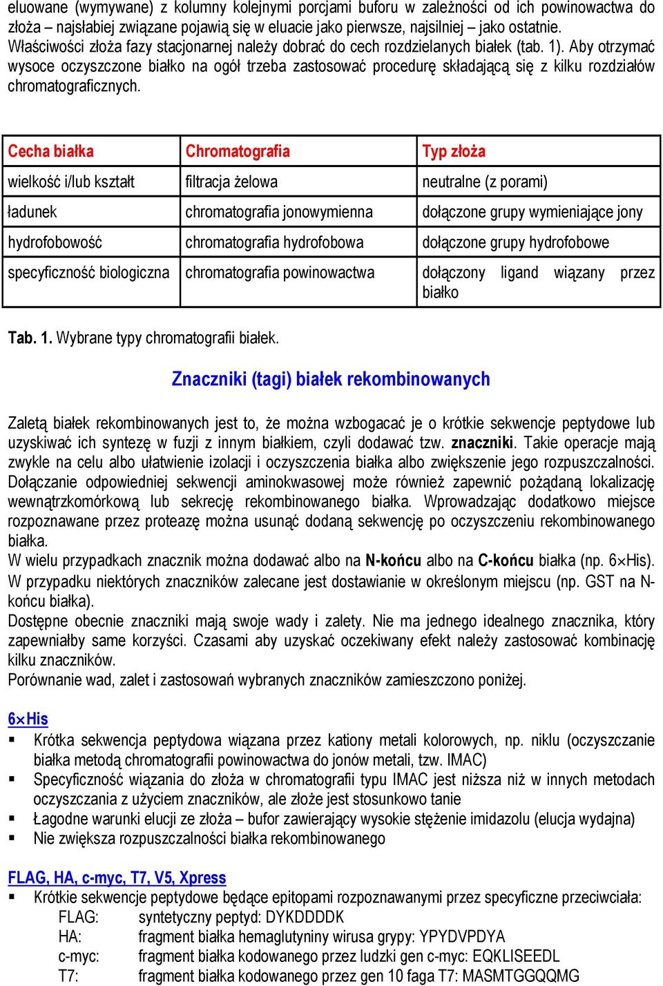 Aby otrzymać wysoce oczyszczone białko na ogół trzeba zastosować procedurę składającą się z kilku rozdziałów chromatograficznych.