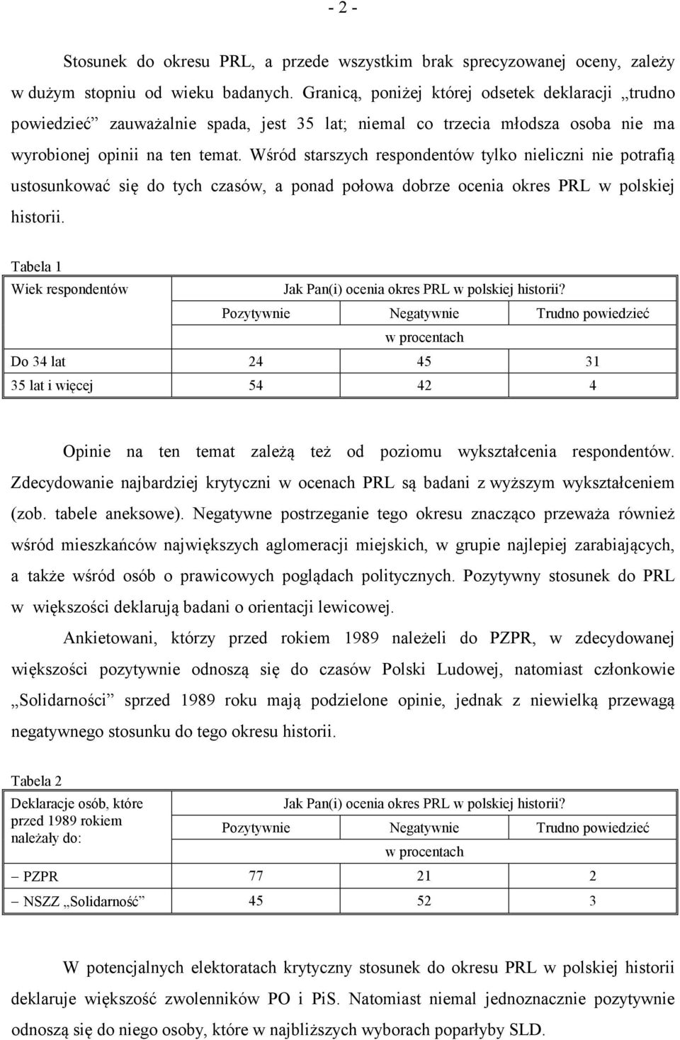 Wśród starszych respondentów tylko nieliczni nie potrafią ustosunkować się do tych czasów, a ponad połowa dobrze ocenia okres PRL w polskiej historii.