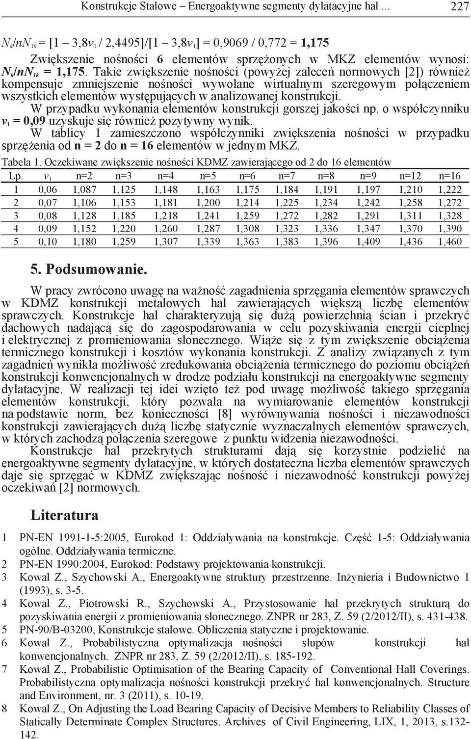 konstrukcji. W przypadku wykonania elementów konstrukcji gorszej jako ci np. o współczynniku = 0,09 uzyskuje si równie pozytywny wynik.