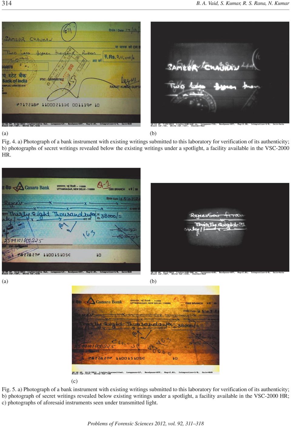 revealed below the existing writings under a spotlight, a facility available in the VSC-2000 HR. (c) Fig. 5.