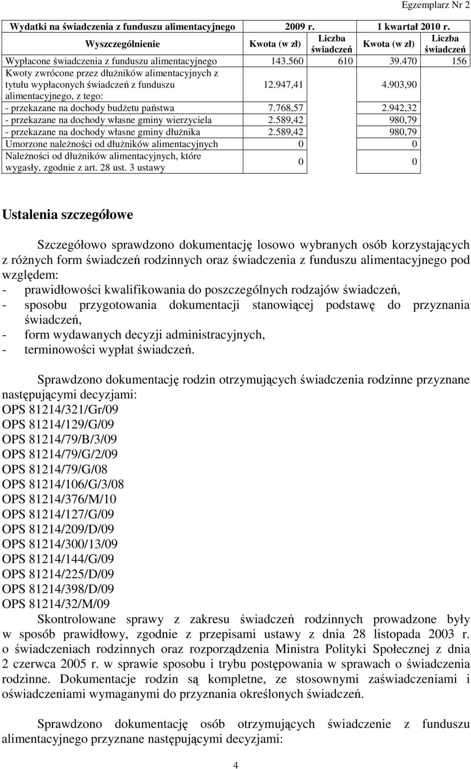 942,32 - przekazane na dochody własne gminy wierzyciela 2.589,42 980,79 - przekazane na dochody własne gminy dłuŝnika 2.