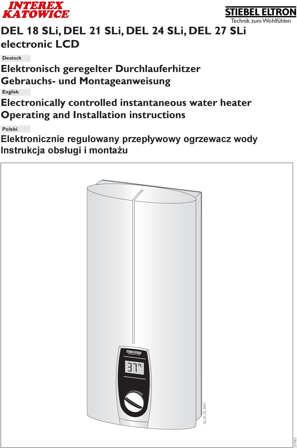 instntneous wter heter Operting nd Instlltion instrutions Elektroniznie regulowny