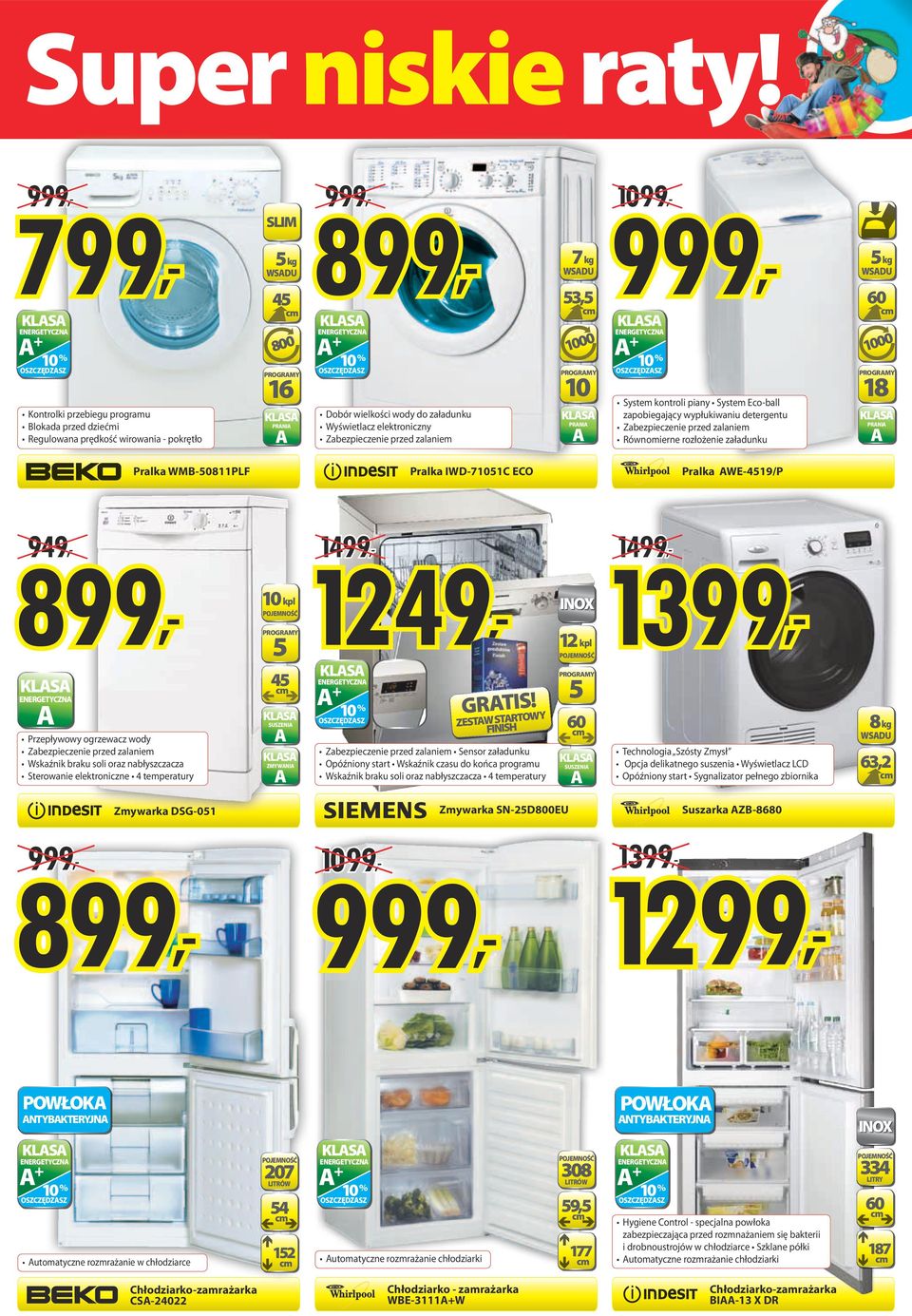 wypłukiwniu detergentu Zbezpieczenie przed zlniem Równomierne rozłożenie złdunku 5kg wsdu 60 00 Progrmy 18 kls prni Prlk WMB-50811PLF Prlk IWD-751C ECO Prlk AWE-4519/P 949, 8, kls energetyczn