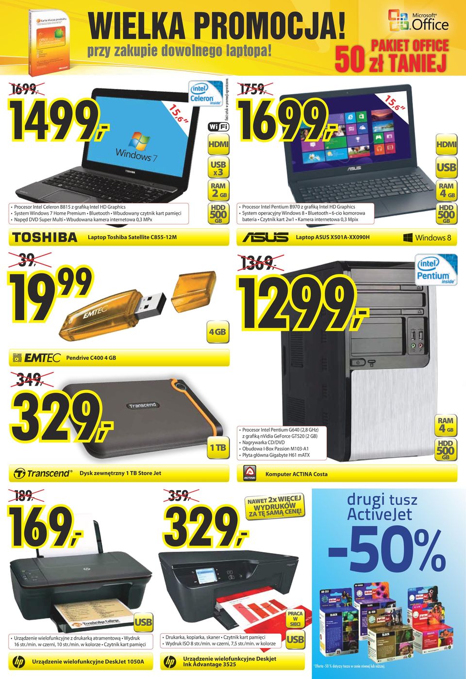 Wbudown kmer internetow 0,3 MPx 500 Procesor Intel Pentium B970 z grfiką Intel HD Grphics System opercyjny Windows 8 Bluetooth 6-cio komorow bteri Czytnik krt 2w1 Kmer internetow 0,3 Mpix Lptop