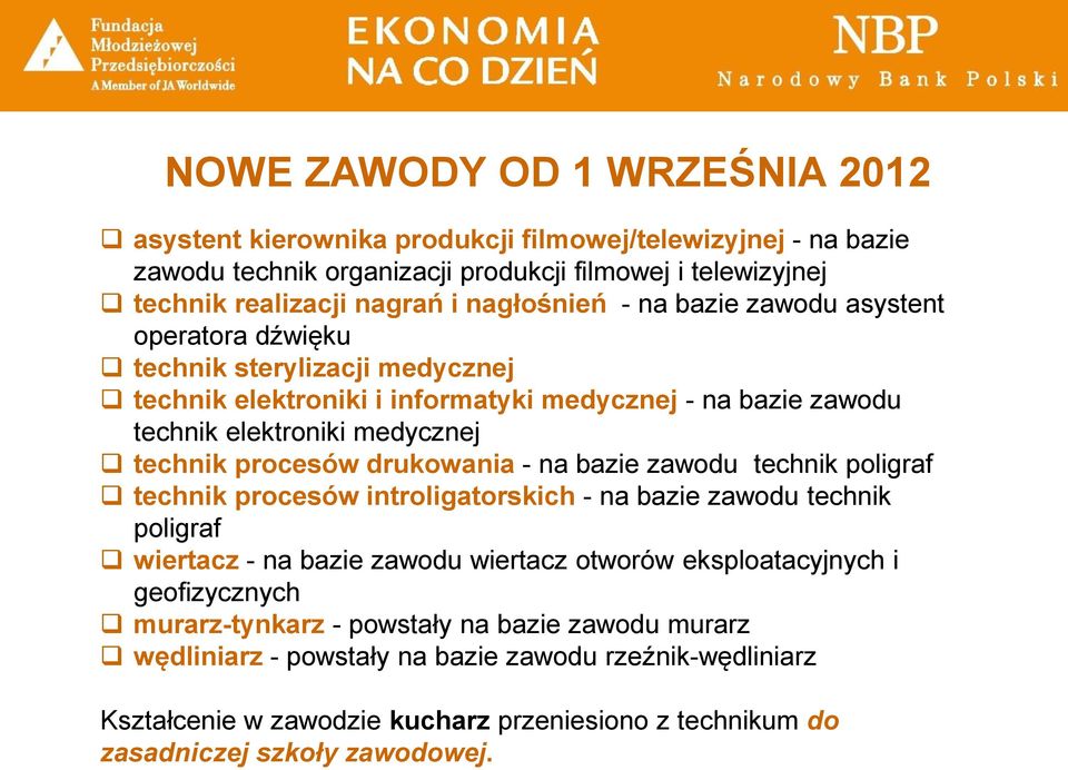 procesów drukowania - na bazie zawodu technik poligraf technik procesów introligatorskich - na bazie zawodu technik poligraf wiertacz - na bazie zawodu wiertacz otworów eksploatacyjnych i