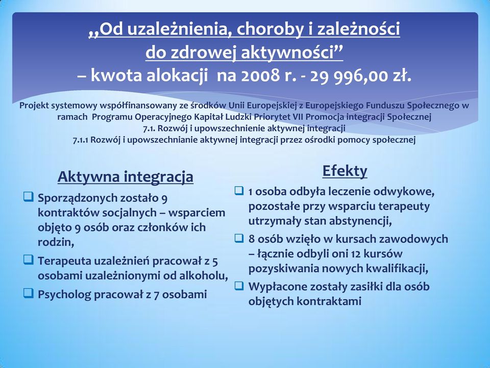 Rozwój i upowszechnienie aktywnej integracji 7.1.