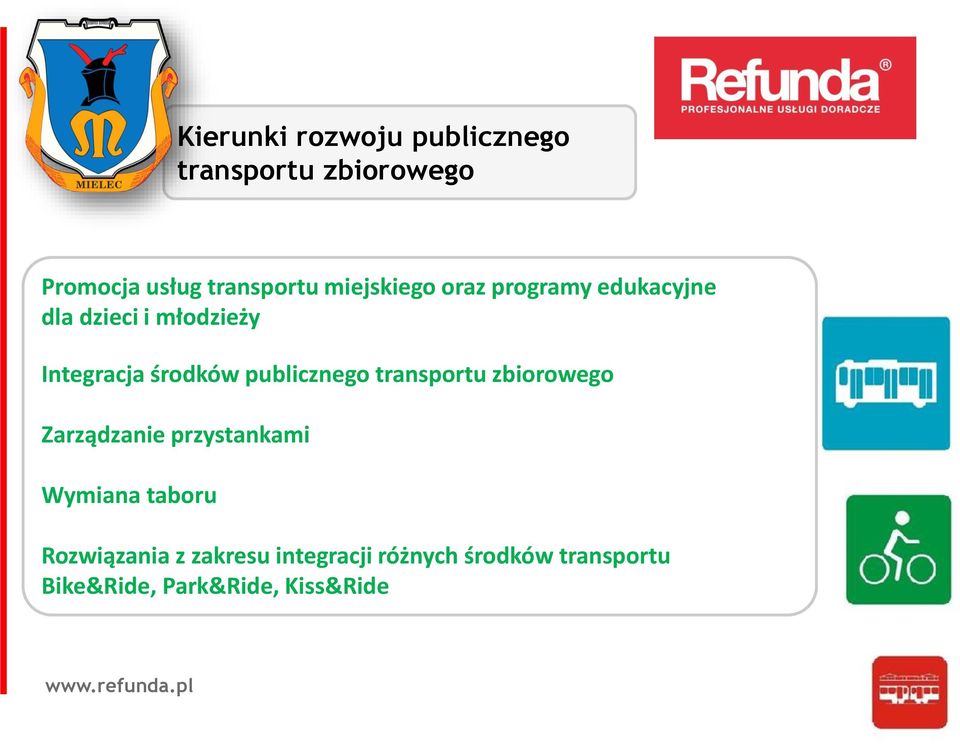 publicznego transportu zbiorowego Zarządzanie przystankami Wymiana taboru