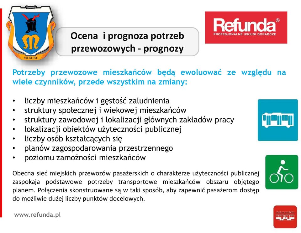 kształcących się planów zagospodarowania przestrzennego poziomu zamożności mieszkańców Obecna sieć miejskich przewozów pasażerskich o charakterze użyteczności publicznej zaspokaja