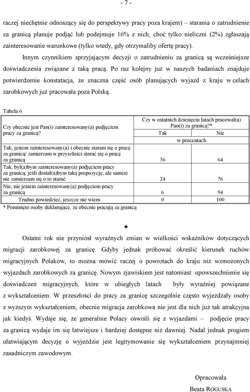 Po raz kolejny już w naszych badaniach znajduje potwierdzenie konstatacja, że znaczna część osób planujących wyjazd z kraju w celach zarobkowych już pracowała poza Polską.