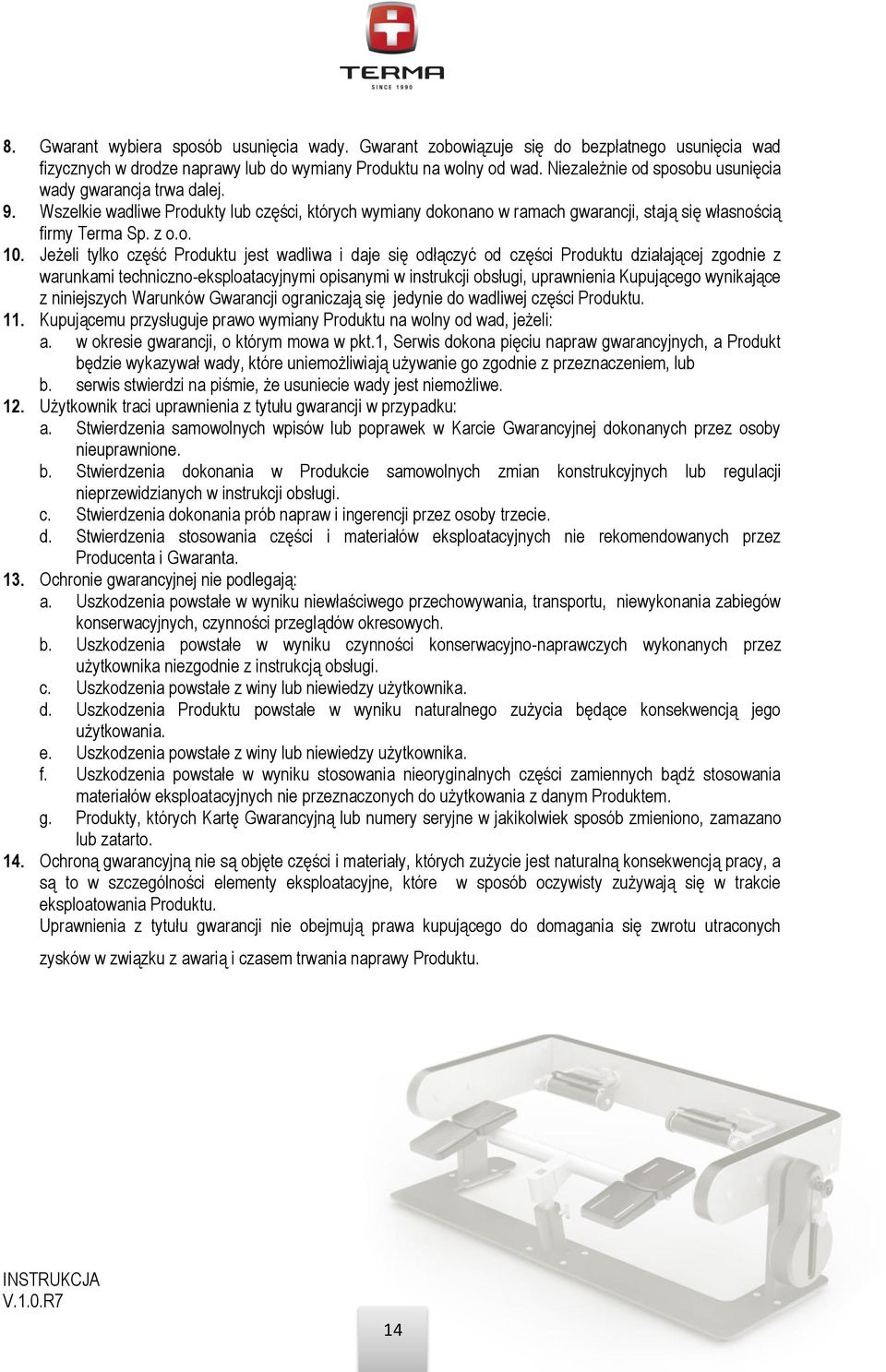 Jeżeli tylko część Produktu jest wadliwa i daje się odłączyć od części Produktu działającej zgodnie z warunkami techniczno-eksploatacyjnymi opisanymi w instrukcji obsługi, uprawnienia Kupującego