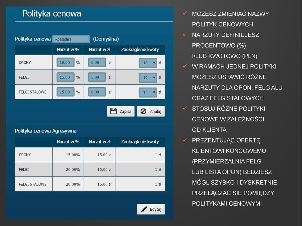 RÓŻNE POLITYKI CENOWE W ZALEŻNOŚCI OD KLIENTA PREZENTUJĄC OFERTĘ KLIENTOWI KOŃCOWEMU