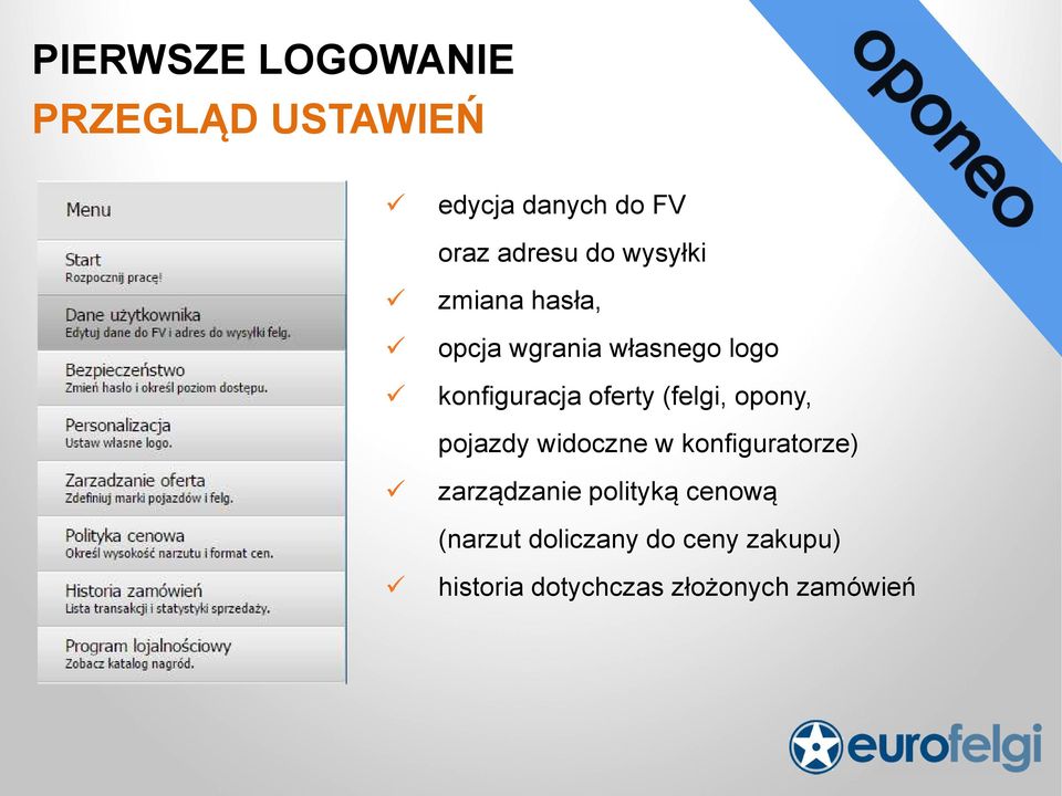 (felgi, opony, pojazdy widoczne w konfiguratorze) zarządzanie polityką