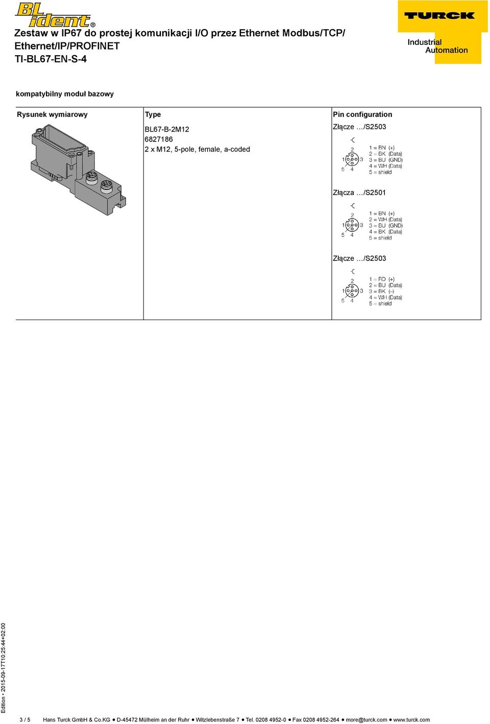 /S2503 3 / 5 Hans Turck GmbH & Co.