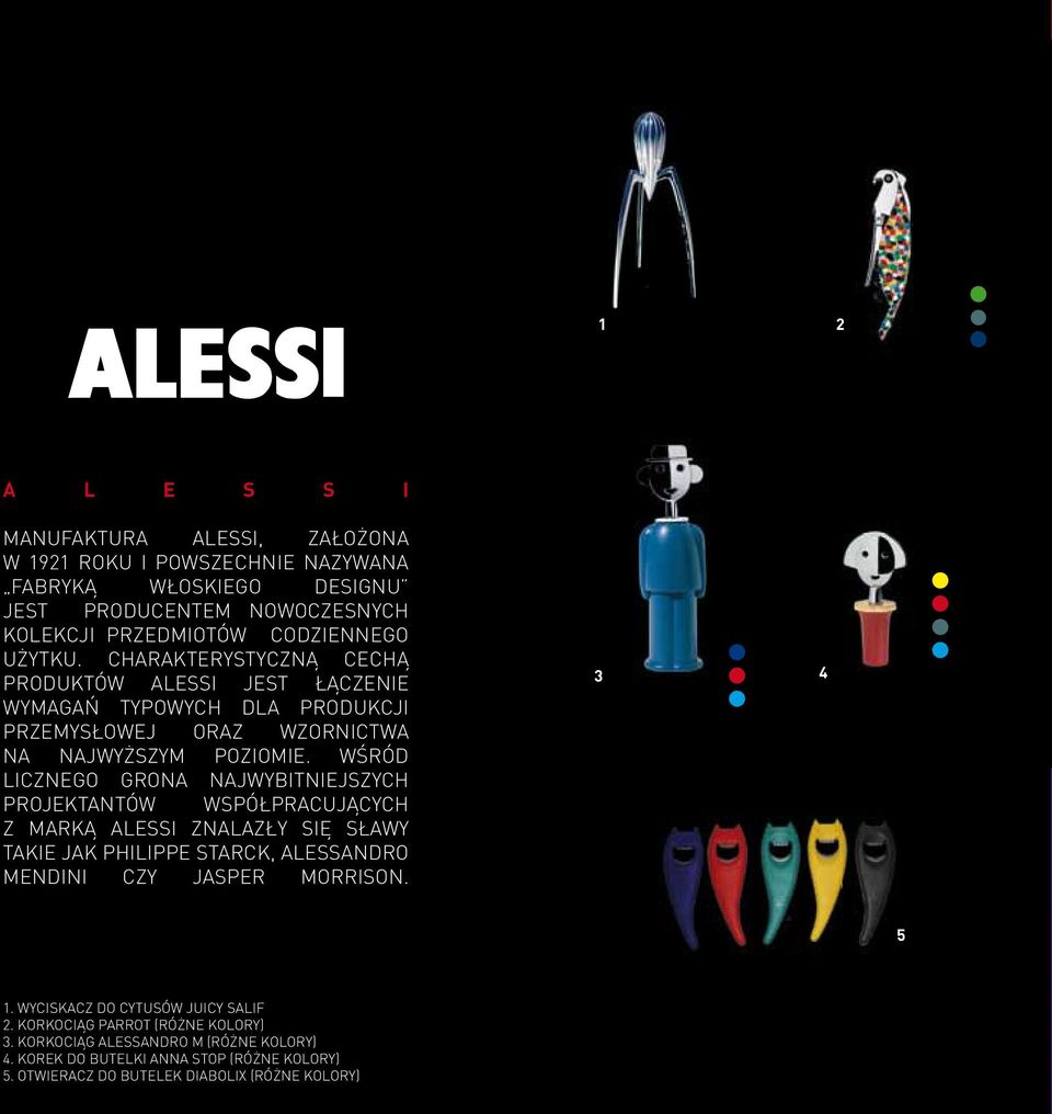 wśród licznego grona NajwybitNiejszych projektantów współpracujących z marką alessi znalazły się sławy takie jak philippe starck, alessandro mendini czy jasper morrison.