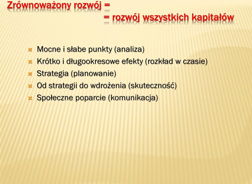 efekty (rozkład w czasie) Strategia (planowanie) Od