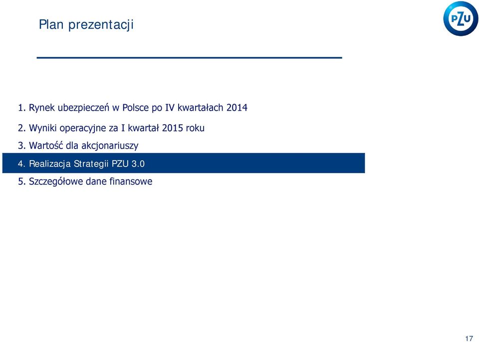 Wyniki operacyjne za I kwartał 2015 roku 3.