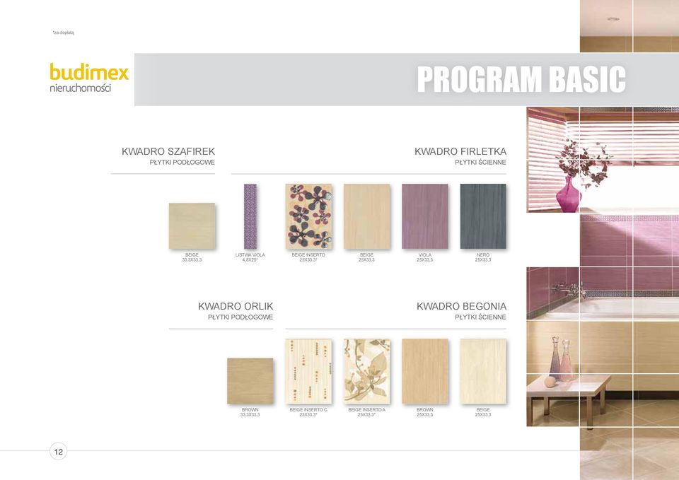25X33,3 NERO 25X33,3 KWADRO ORLIK KWADRO BEGONIA BROWN BEIGE
