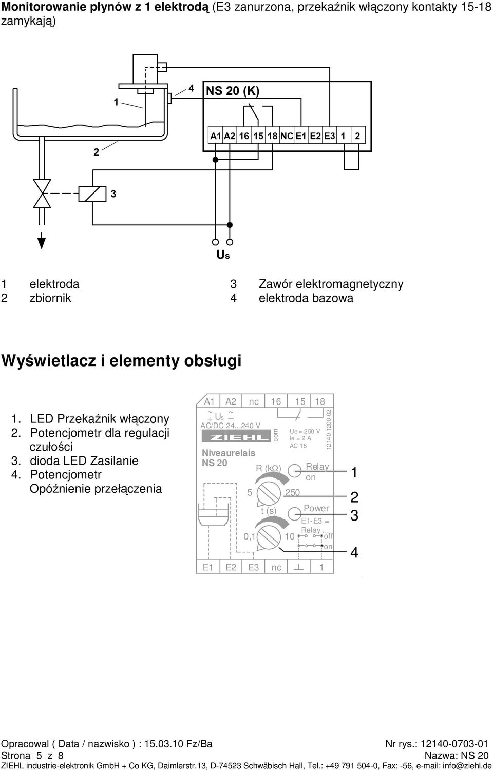 dioda LED Zasilanie 4. Potencjometr Opóźnienie przełączenia A1 A2 nc ~ ~ + Us AC/DC 24.