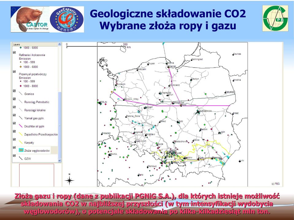 ), dla których istnieje możliwość składowania CO2 w najbliższej