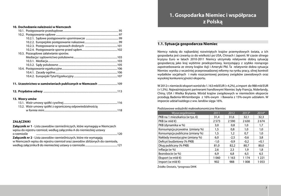 ..105 10.4. Postępowanie egzekucyjne...106 10.4.1. Zasady ogólne...106 10.4.2. Europejski Tytuł Egzekucyjny...107 11. Uczestnictwo w zamówieniach publicznych w Niemczech...109 12. Przydatne adresy.