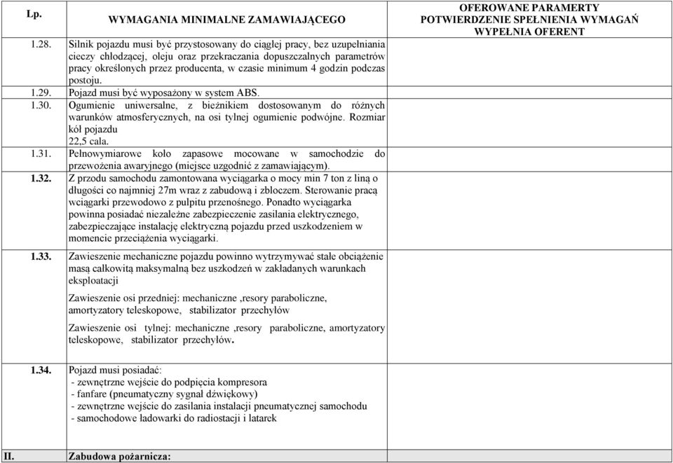 Ogumienie uniwersalne, z bieżnikiem dostosowanym do różnych warunków atmosferycznych, na osi tylnej ogumienie podwójne. Rozmiar kół pojazdu 22,5 cala. 1.31.