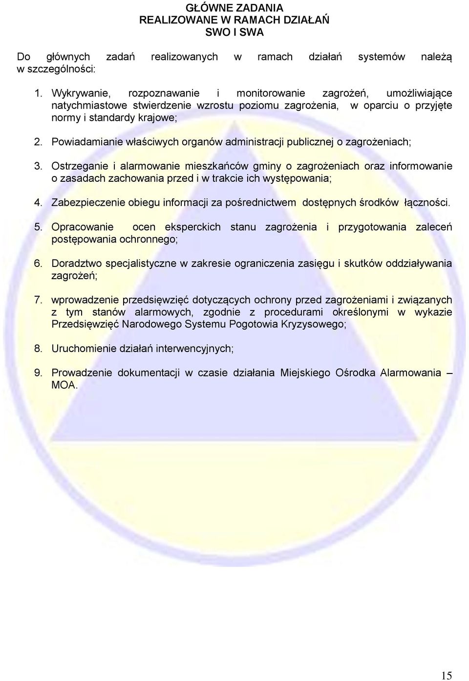 Powiadamianie właściwych organów administracji publicznej o zagrożeniach; 3.