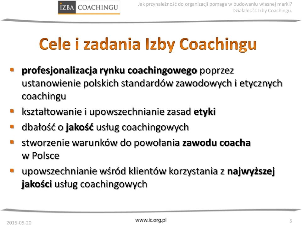 dbałość o jakość usług coachingowych stworzenie warunków do powołania zawodu coacha