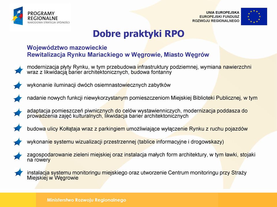 tym adaptacja pomieszczeń piwnicznych do celów wystawienniczych, modernizacja poddasza do prowadzenia zajęć kulturalnych, likwidacja barier architektonicznych budowa ulicy Kołłątaja wraz z parkingiem