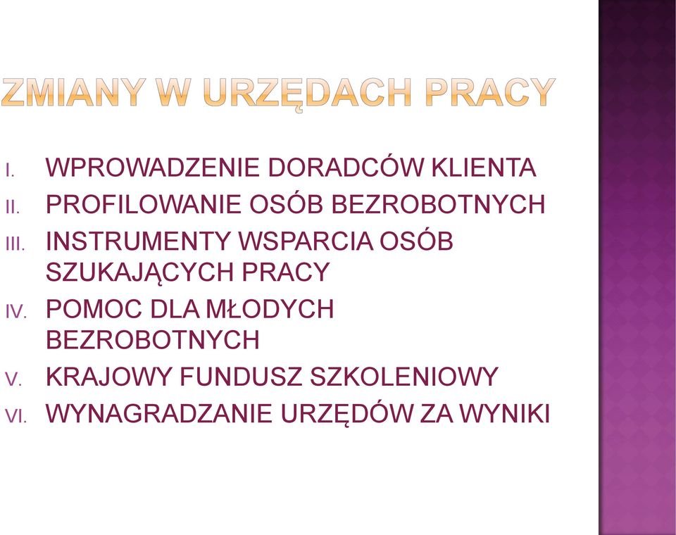 INSTRUMENTY WSPARCIA OSÓB SZUKAJĄCYCH PRACY IV.