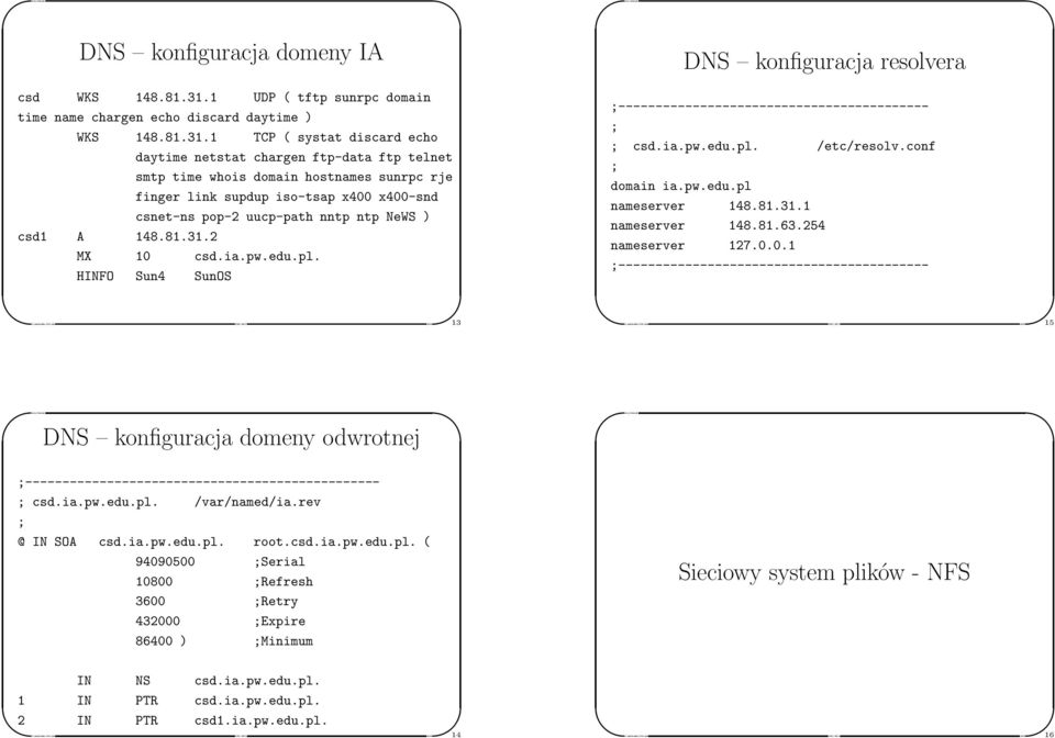 1 TCP ( systat discard echo daytime stat chargen ftp-data ftp tel smtp time whois domain hostnames sunrpc rje finger link supdup iso-tsap x400 x400-snd cs-ns pop-2 uucp-path nntp ntp NeWS ) csd1 A