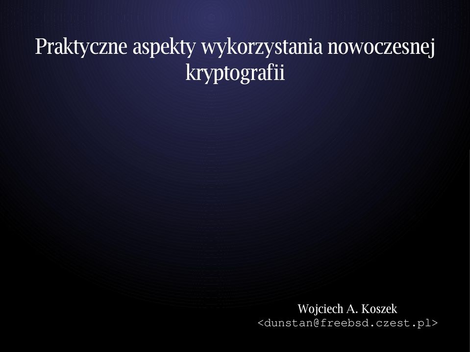 kryptografii Wojciech A.