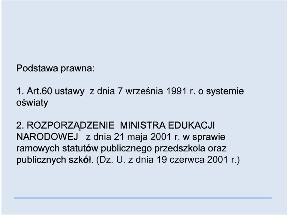 ROZPORZĄDZENIE MINISTRA EDUKACJI NARODOWEJ z dnia 21 maja 2001 r.